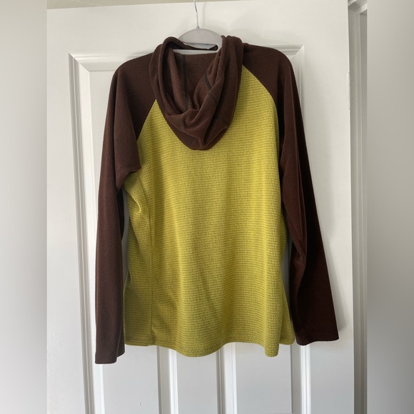 TRADE ONLY Melanzana Microgrid Hoodie - Size Women’s Large, Brown and Lime Green - Picture 2 of 3